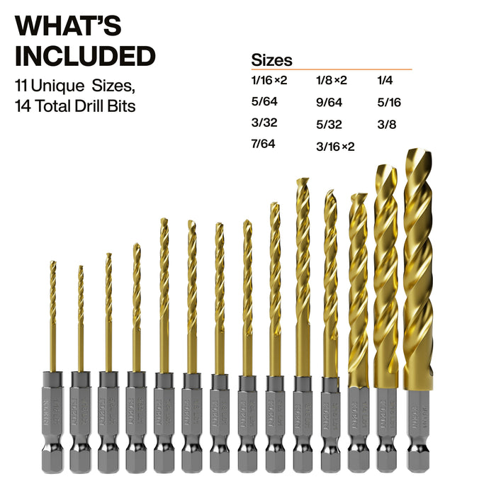 Klein Tools Titanium Drill Bit Set, 14-Piece