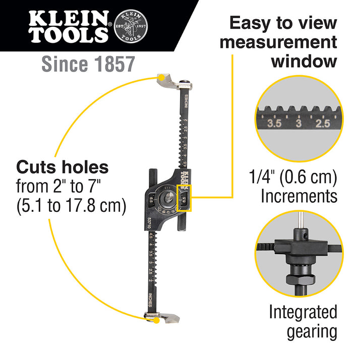 Klein Tools Adjustable Hole Saw with Auto-Set Arms, Model 53710