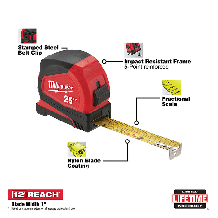 Milwaukee 25 ft. Compact Tape Measure