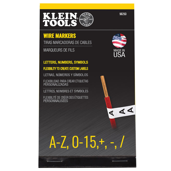 Klein Tools Wire Marker Book, Black Letters, Numbers, and Symbols, Model 56253*