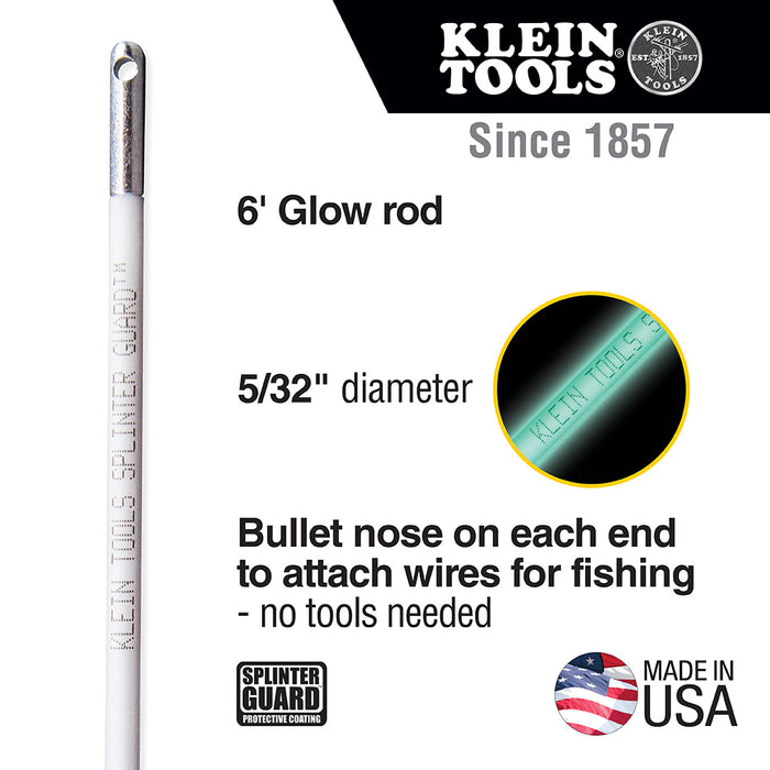 Klein Tools Hi-Flex Glow Rod w/Splinter Guard™ Coating, 6-Foot, Model 56406*