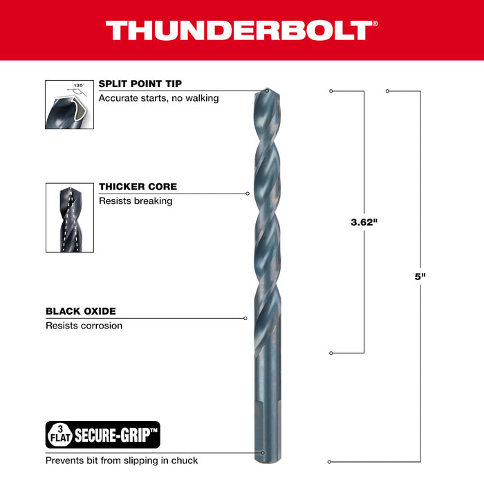 Milwaukee 3/8" THUNDERBOLT®  Black Oxide Drill Bit