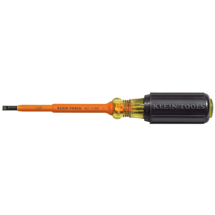 Klein Tools Insulated Screwdriver, 3/16-Inch Cabinet, 4-Inch, Model 601-4-INS*