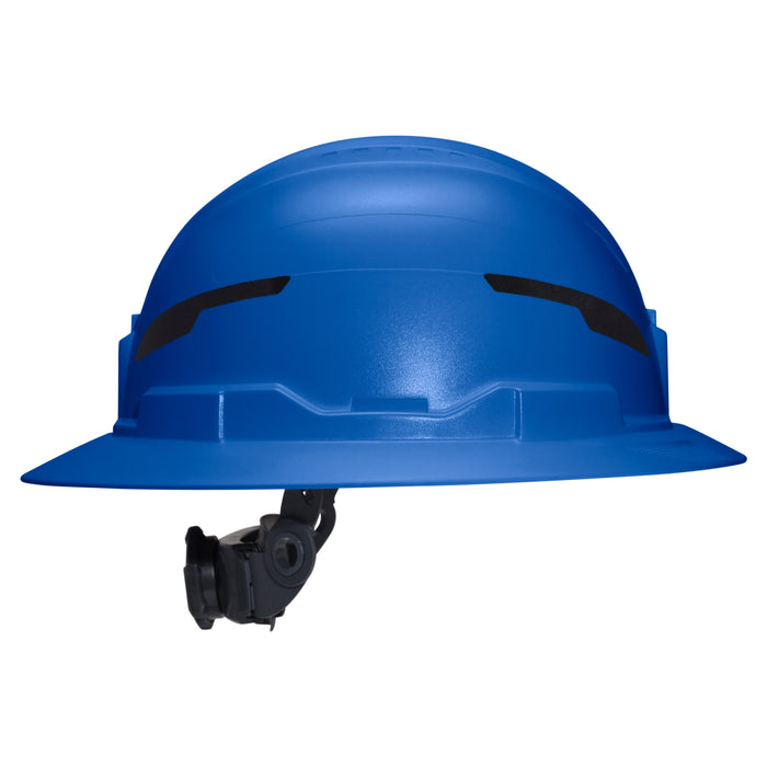 Klein Tools Class E Type-2 Hard Hat, Non-Vented Full Brim Style with Strap, Blue