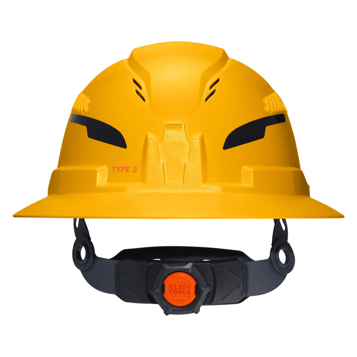 Klein Tools Class C Type-2 Hard Hat, Vented Full Brim with Strap, Yellow