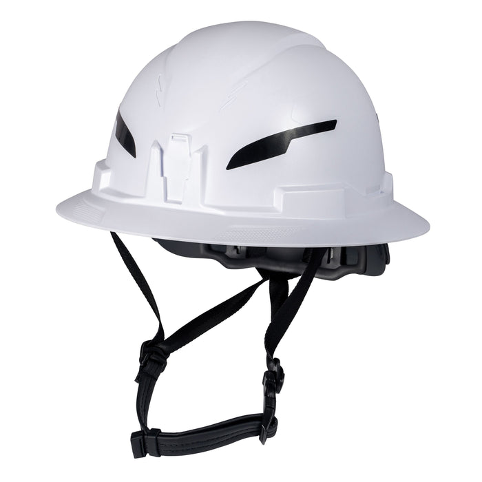 Klein Tools Class E Type-2 Hard Hat, Non-Vented Full Brim, Strap, White, CAN ONLY