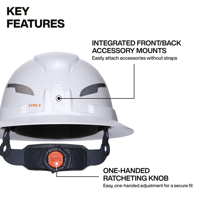 Klein Tools Class E Type-2 Hard Hat, Non-Vented Full Brim Style with Strap, Gray