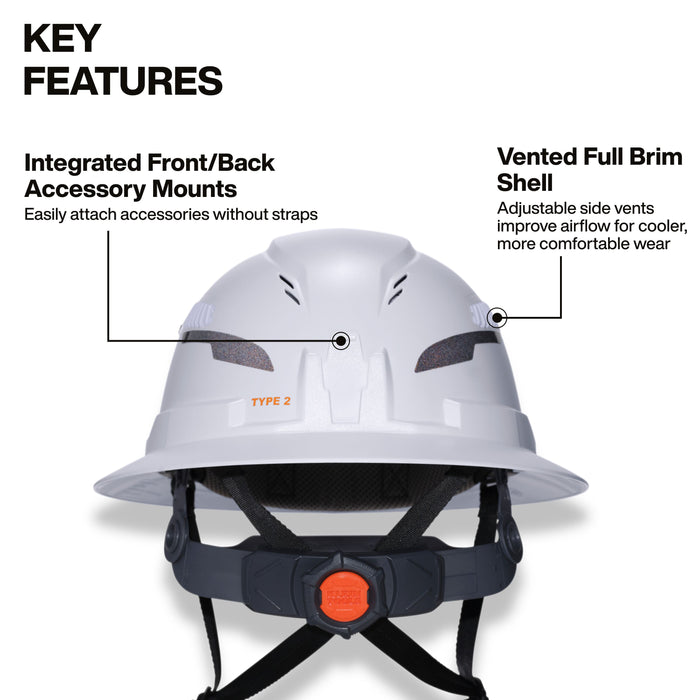 Klein Tools Class C Type-2 Hard Hat, Vented Full Brim with Strap, Gray