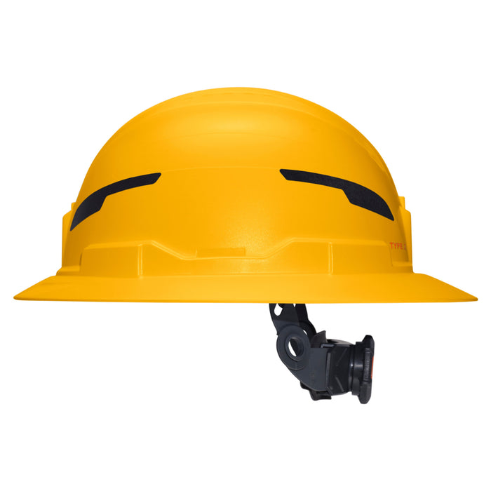 Klein Tools Class E Type-2 Hard Hat, Non-Vented Full Brim Style with Strap, Yellow