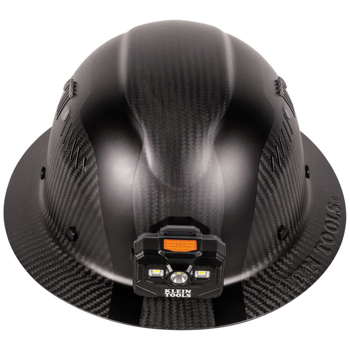 Klein Tools TITAN Carbon Fiber Vented Full Brim Hard Hat, Class C with Headlamp, Model 60512