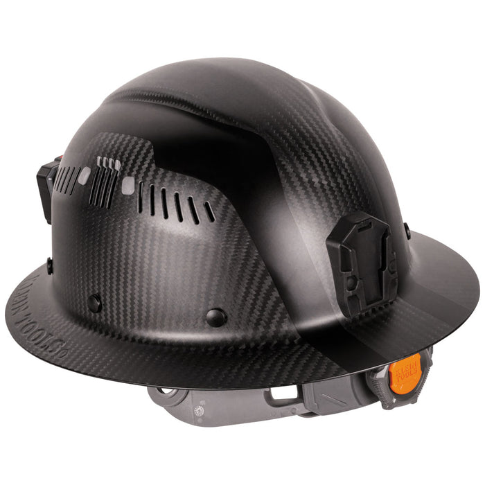 Klein Tools TITAN Carbon Fiber Vented Full Brim Hard Hat, Class C with Headlamp, Model 60512*