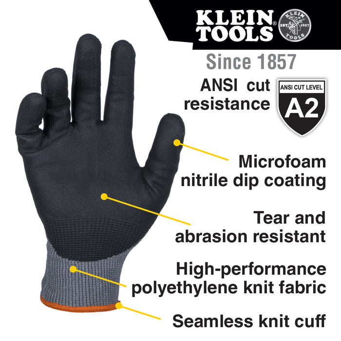 Klein Tools Cut 2 Knit Dip Glove, Large (2 PK), Model 60585