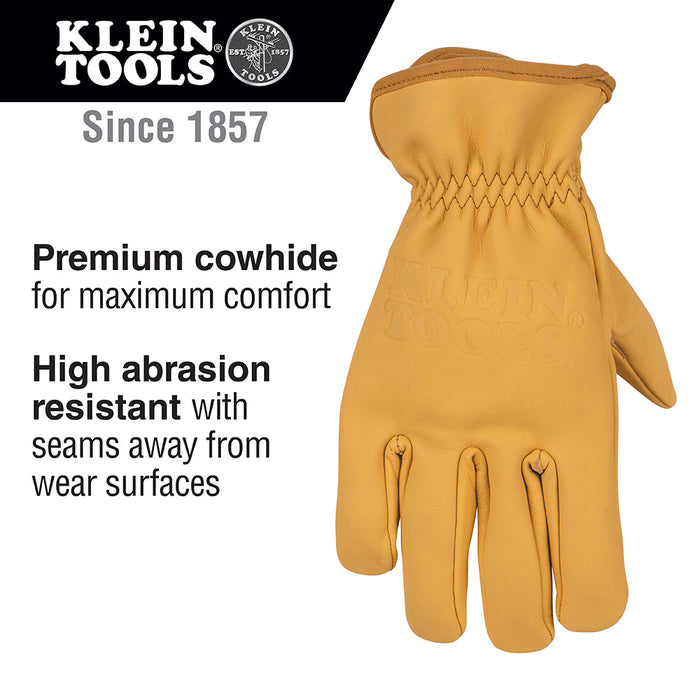 Klein Tools Cowhide Leather Gloves, Small, Model 60602
