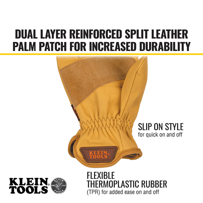 Klein Tools Cowhide Leather Gloves, Small, Model 60602