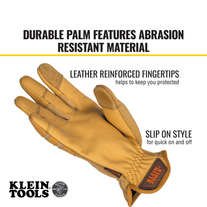 Klein Tools Leather All Purpose Gloves, Medium, Model 60607