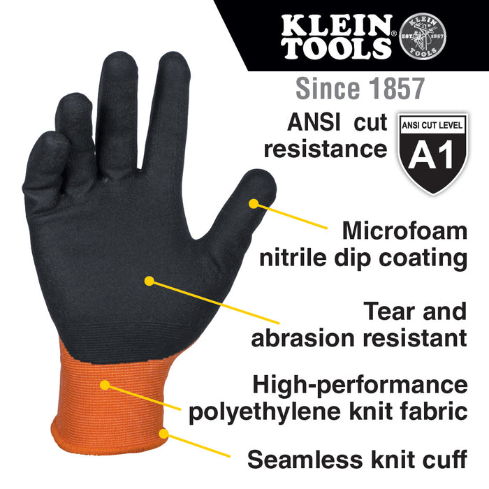 Klein Tools Cut 1 Knit Dip Glove, Large (2 PK), Model 60581*