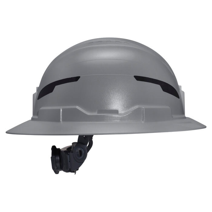 Klein Tools Class E Type-2 Hard Hat, Non-Vented Full Brim Style with Strap, Gray