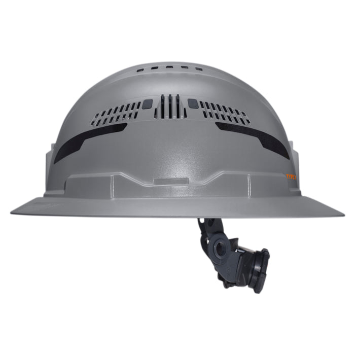 Klein Tools Class C Type-2 Hard Hat, Vented Full Brim with Strap, Gray