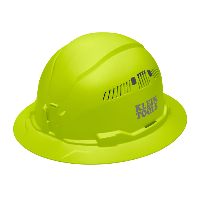 Klein Tools Hard Hat, Vented, Full Brim Style, High Visibility Lime