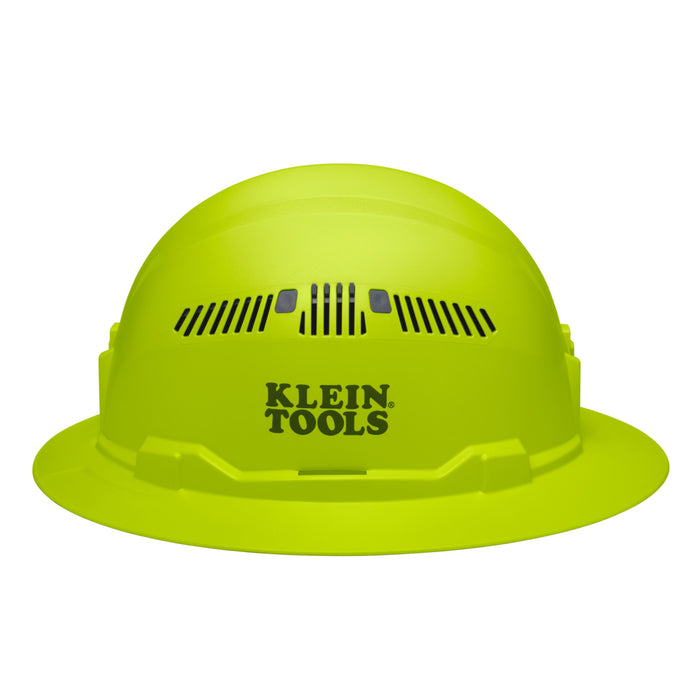 Klein Tools Hard Hat, Vented, Full Brim Style, High Visibility Lime