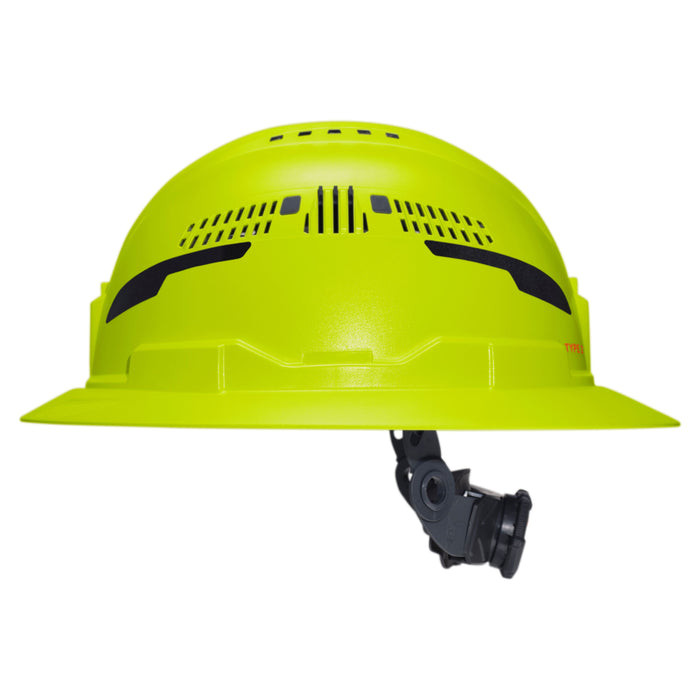 Klein Tools Class C Type-2 Hard Hat, Vented Full Brim with Strap, High Visibility Lime