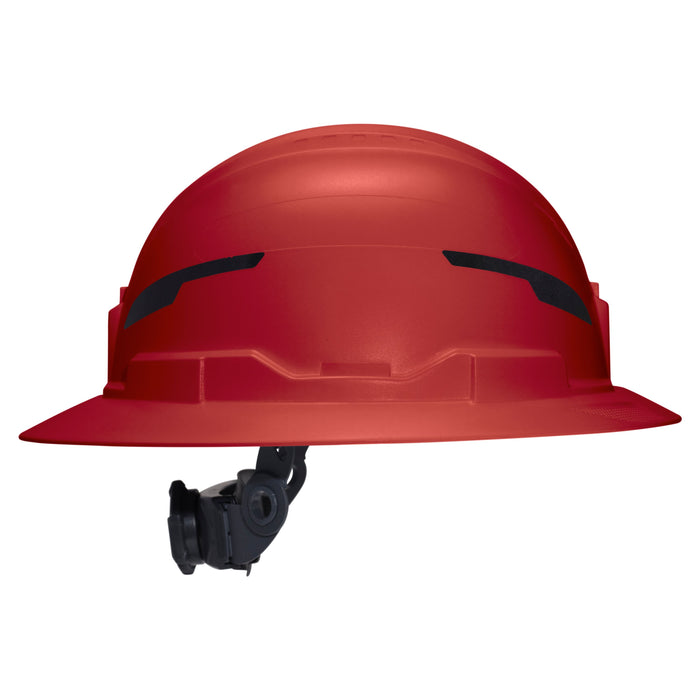 Klein Tools Class E Type-2 Hard Hat, Non-Vented Full Brim Style with Strap, Red