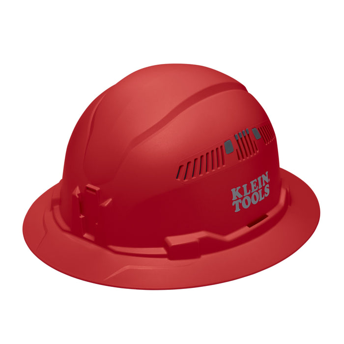 Klein Tools Hard Hat, Vented, Full Brim Style, Red