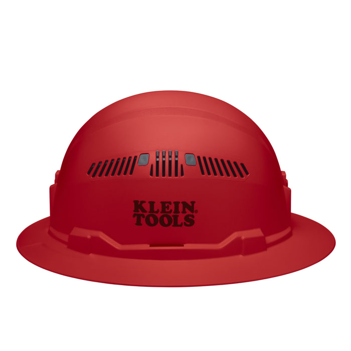 Klein Tools Hard Hat, Vented, Full Brim Style, Red