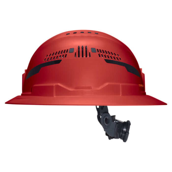 Klein Tools Class C Type-2 Hard Hat, Vented Full Brim with Strap, Red