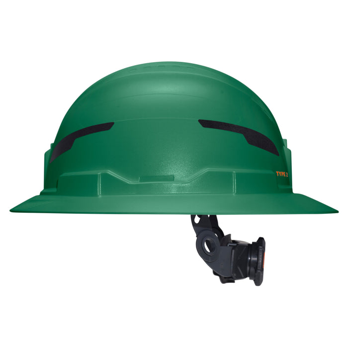 Klein Tools Class E Type-2 Hard Hat, Non-Vented Full Brim Style with Strap, Green