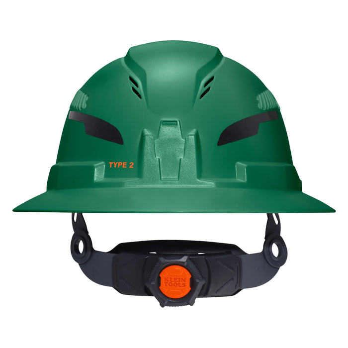 Klein Tools Class C Type-2 Hard Hat, Vented Full Brim with Strap, Green