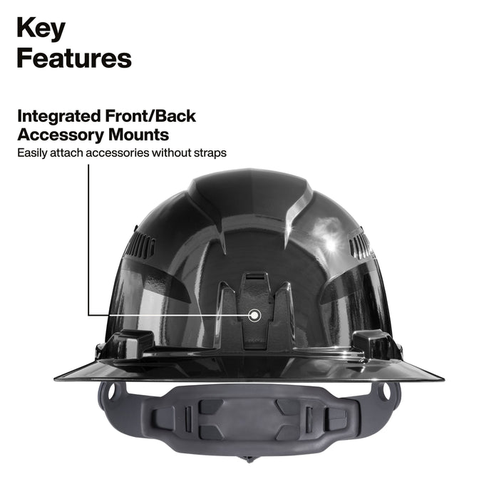 Klein Tools Hard Hat, REFLEKTOR Black Chrome, Vented Full Brim, Class C, Headlamp