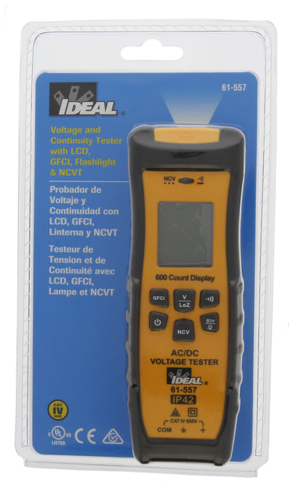 IDEAL Voltage & Continuity Tester w/ LCD GFCI Flashlight & NCVT, Model 61-557