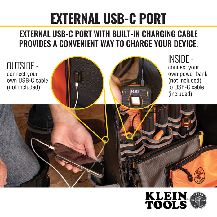 Klein Tools Tradesman Pro XL Tool Bag Backpack, 40 Pockets, Model 62800BP