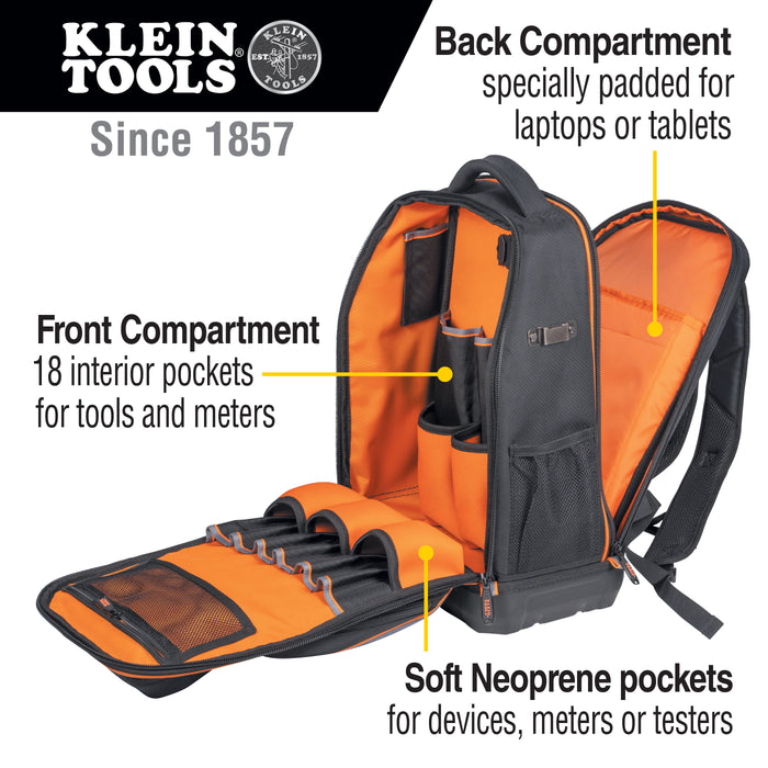 Klein Tools Tradesman Pro XL Tech Tool Bag Backpack, 28 Pockets, Model 62805BPTECH