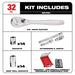 Milwaukee 3/8 in. 32 Pc. Ratchet and Socket Set in PACKOUT™ - Metric