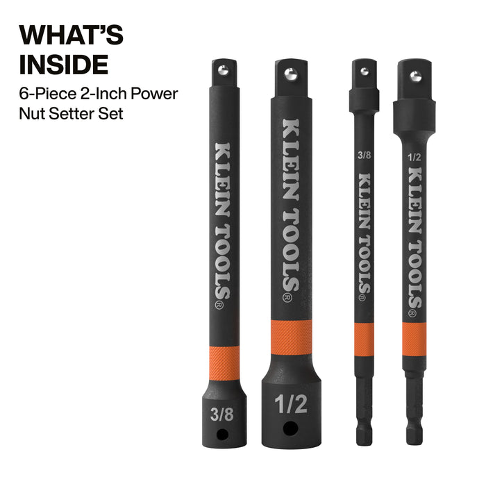 Klein Tools 6-Inch Impact Driver and Socket Extension Bar Set, 4-Piece