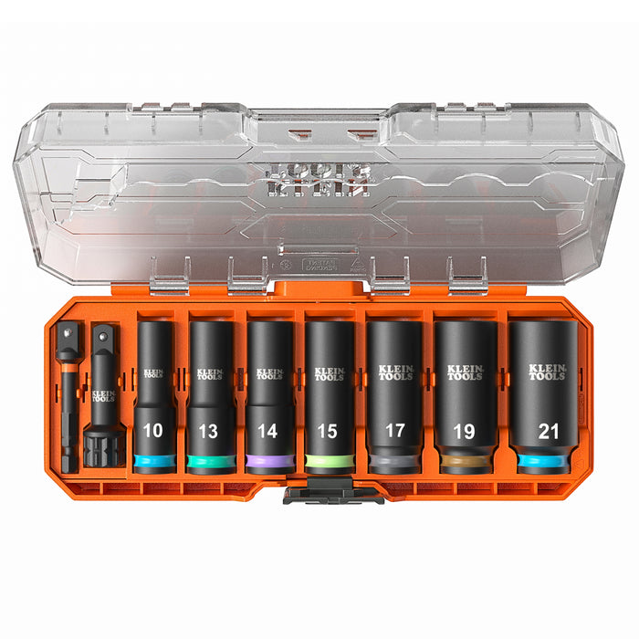 Klein Tools KNECT Deep-Well 3/8-Inch Drive Impact Socket Set, Metric, 9-Piece