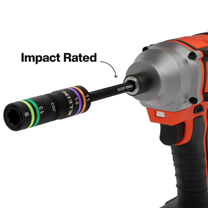 Klein Tools Quad-4 Heavy-Duty Impact Flip Socket, Metric, 6-1/2-Inch Shaft, 2-Piece