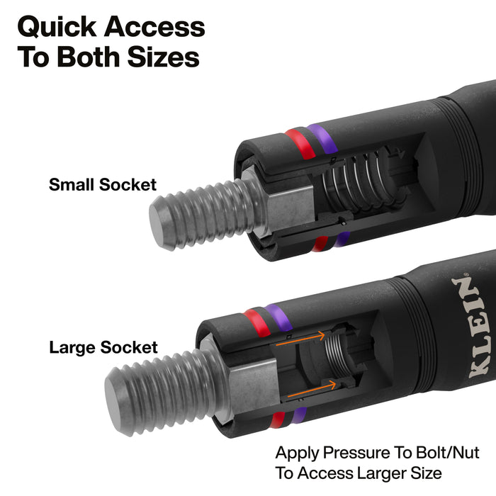 Klein Tools Quad-4 Heavy-Duty Impact Flip Socket, SAE, 2-Piece
