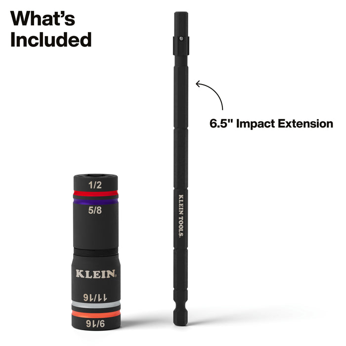 Klein Tools Quad-4 Heavy-Duty Impact Flip Socket, SAE, 2-Piece