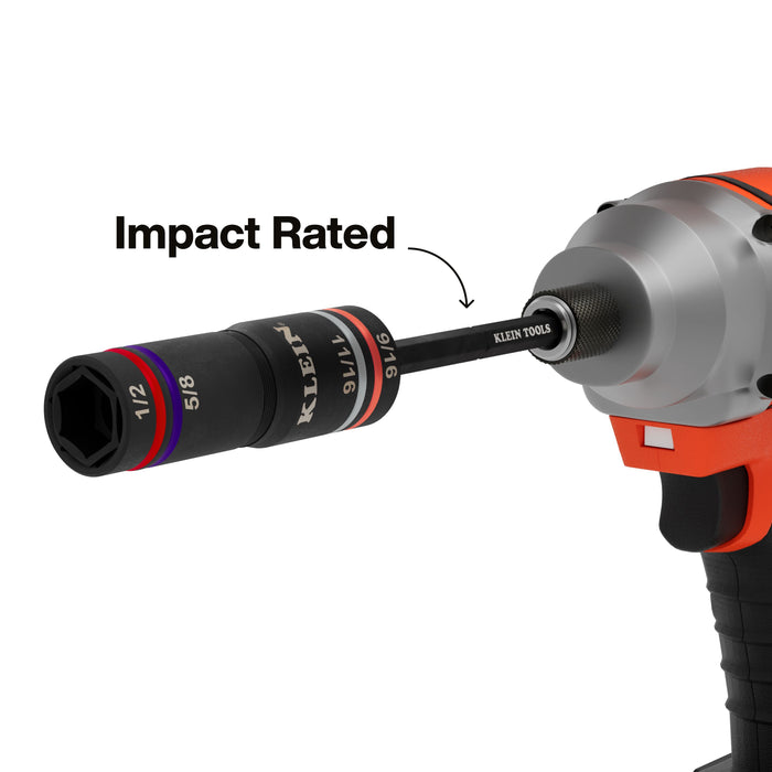 Klein Tools Quad-4 Heavy-Duty Impact Flip Socket, SAE, 2-Piece