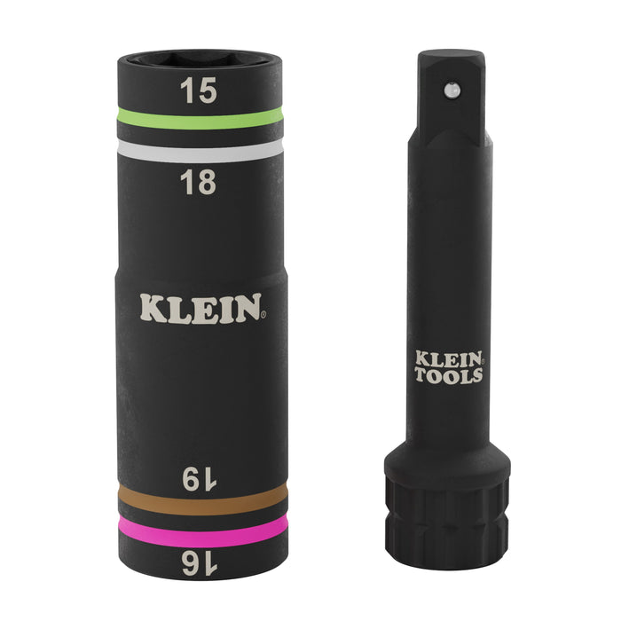Klein Tools KNECT Quad-4 Heavy-Duty Impact Flip Socket, Metric, 2-Piece