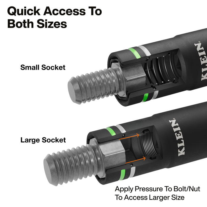 Klein Tools KNECT Quad-4 Heavy-Duty Impact Flip Socket, Metric, 2-Piece