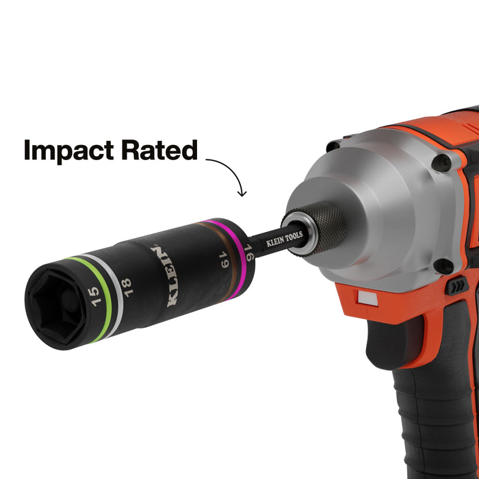 Klein Tools KNECT Quad-4 Heavy-Duty Impact Flip Socket, Metric, 2-Piece