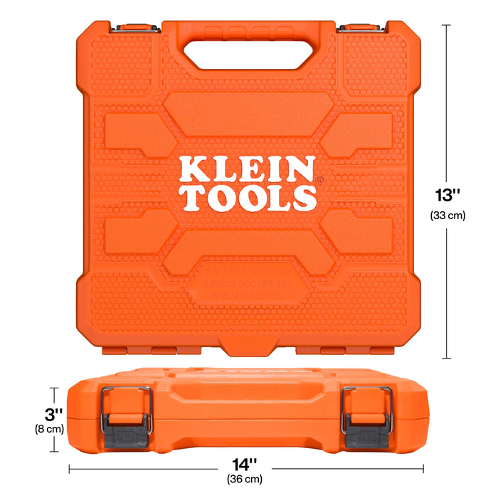 Klein Tools KNECT 3/8-Inch Deep and Shallow Impact Socket Set, SAE/Metric, 44-Piece