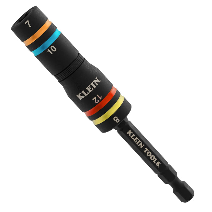 Klein Tools Quad-4 Heavy-Duty Impact Flip Socket, Metric, 3-1/2-Inch Shaft, 2-Piece