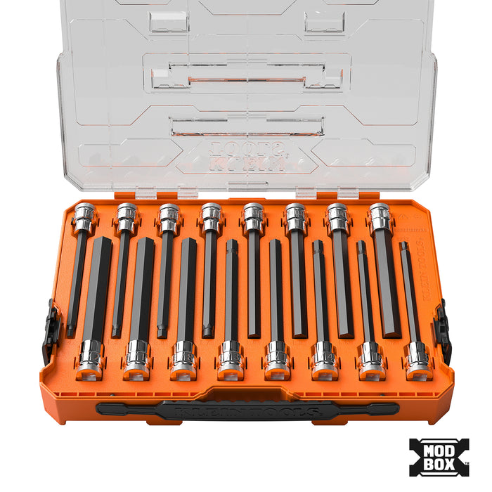 Klein Tools Long Hex Bit Socket Set, SAE and Metric, 16-Piece  652216HEXL