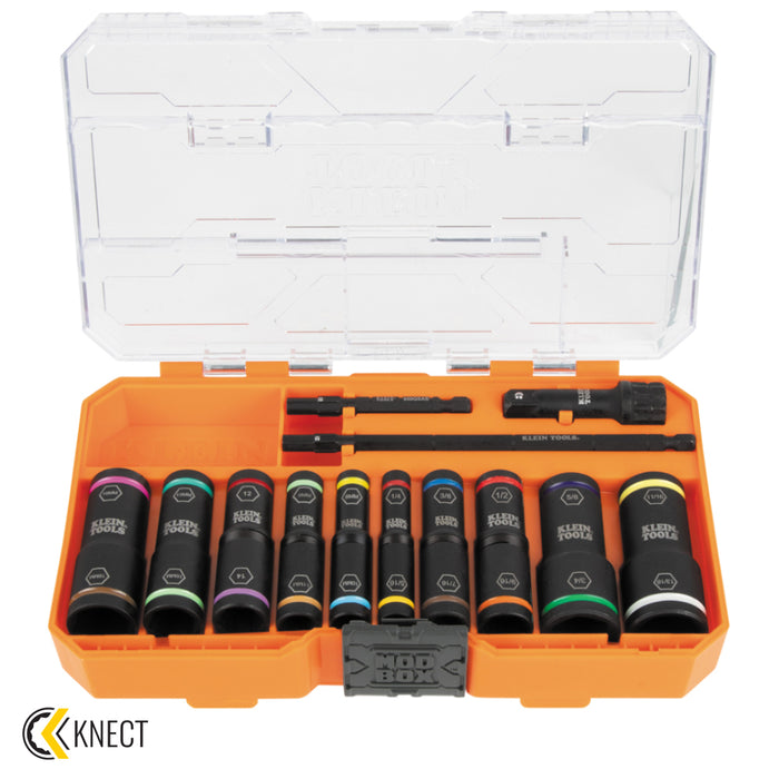 Klein Tools KNECT™ Flip Impact Socket Set, SAE and Metric, 13-Piece, Model 65239*