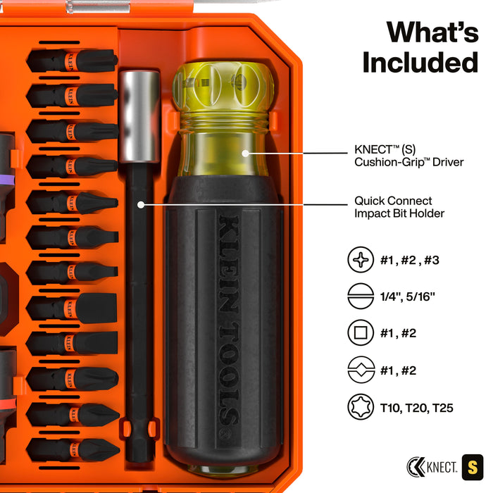 Klein Tools KNECT Pass-Through and Impact Socket Set, SAE and Metric, 33-Piece